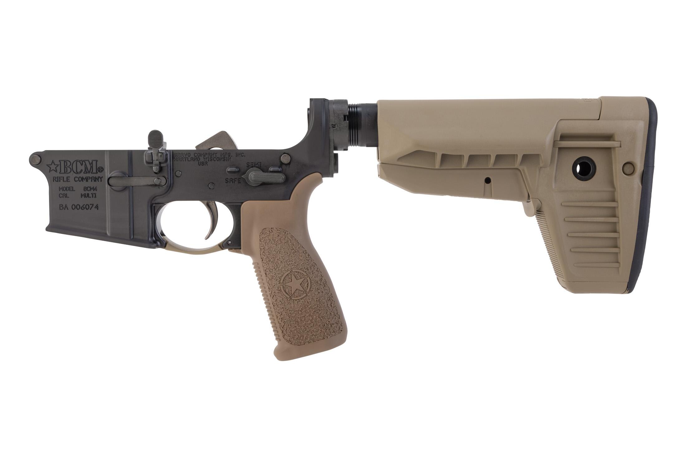 Bravo Company Bravo Company Manufacturing Complete AR-15 Mk2 Lower Receiver with Mod 1 SOPMOD Stock - FDE - view 3